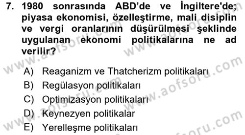Kamu Ekonomisi 1 Dersi 2017 - 2018 Yılı (Vize) Ara Sınav Soruları 7. Soru