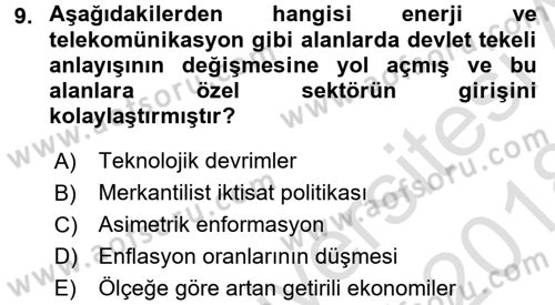 Kamu Ekonomisi 1 Dersi 2017 - 2018 Yılı (Vize) Ara Sınav Soruları 9. Soru