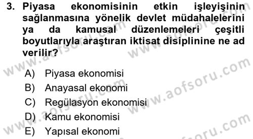 Kamu Ekonomisi 1 Dersi 2017 - 2018 Yılı (Final) Dönem Sonu Sınav Soruları 3. Soru