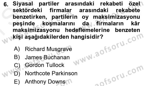 Kamu Ekonomisi 1 Dersi 2017 - 2018 Yılı (Final) Dönem Sonu Sınav Soruları 6. Soru