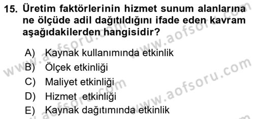 Kamu Ekonomisi 1 Dersi 2018 - 2019 Yılı 3 Ders Sınav Soruları 15. Soru