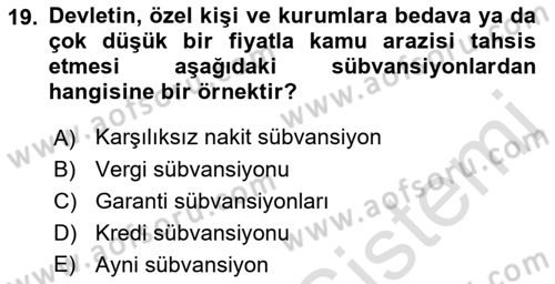 Kamu Ekonomisi 1 Dersi 2018 - 2019 Yılı 3 Ders Sınav Soruları 19. Soru