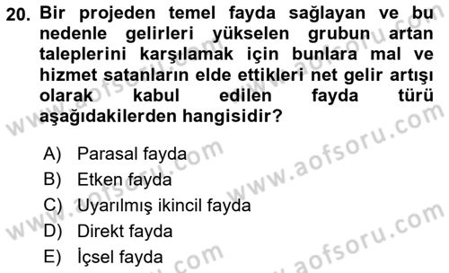 Kamu Ekonomisi 1 Dersi 2018 - 2019 Yılı 3 Ders Sınav Soruları 20. Soru