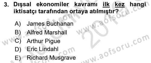 Kamu Ekonomisi 1 Dersi 2018 - 2019 Yılı 3 Ders Sınav Soruları 3. Soru