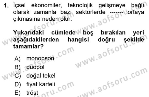 Kamu Ekonomisi 1 Dersi Ara Sınavı Deneme Sınav Soruları 1. Soru