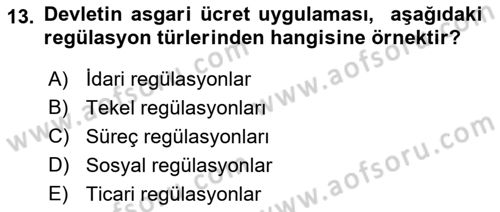 Kamu Ekonomisi 1 Dersi Ara Sınavı Deneme Sınav Soruları 13. Soru