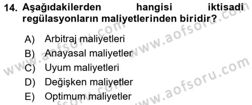 Kamu Ekonomisi 1 Dersi Ara Sınavı Deneme Sınav Soruları 14. Soru
