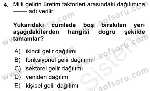 Kamu Ekonomisi 1 Dersi Ara Sınavı Deneme Sınav Soruları 4. Soru
