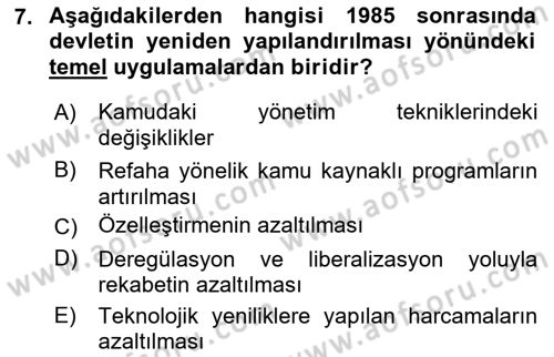 Kamu Ekonomisi 1 Dersi Ara Sınavı Deneme Sınav Soruları 7. Soru