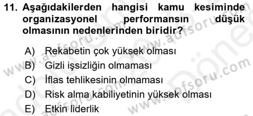 Kamu Ekonomisi 1 Dersi 2018 - 2019 Yılı (Final) Dönem Sonu Sınavı 11. Soru