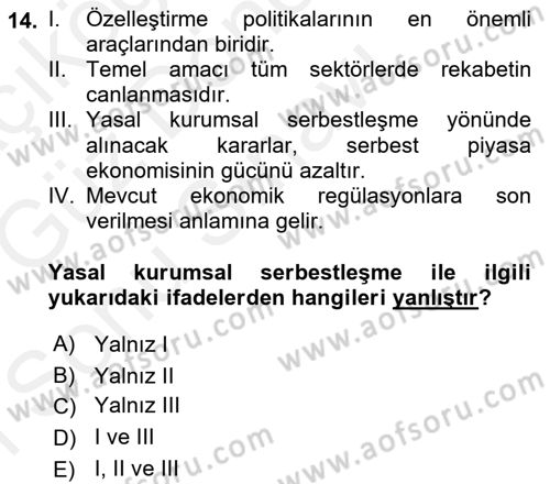 Kamu Ekonomisi 1 Dersi 2018 - 2019 Yılı (Final) Dönem Sonu Sınav Soruları 14. Soru