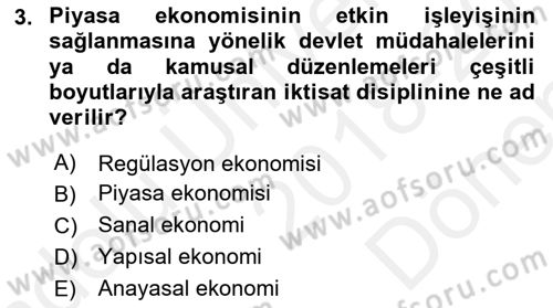 Kamu Ekonomisi 1 Dersi 2018 - 2019 Yılı (Final) Dönem Sonu Sınav Soruları 3. Soru