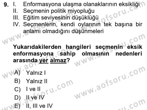 Kamu Ekonomisi 1 Dersi 2018 - 2019 Yılı (Final) Dönem Sonu Sınav Soruları 9. Soru