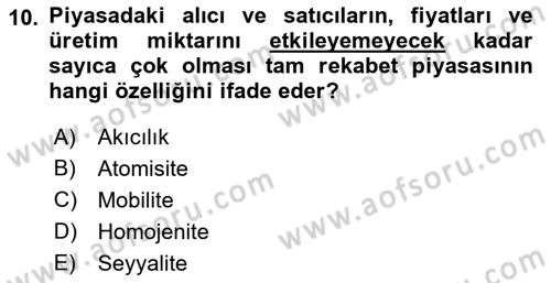 Kamu Ekonomisi 1 Dersi 2018 - 2019 Yılı Yaz Okulu Sınav Soruları 10. Soru