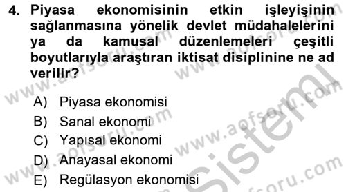 Kamu Ekonomisi 1 Dersi 2018 - 2019 Yılı Yaz Okulu Sınav Soruları 4. Soru
