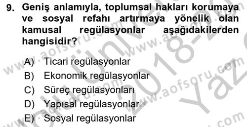 Kamu Ekonomisi 1 Dersi 2018 - 2019 Yılı Yaz Okulu Sınav Soruları 9. Soru