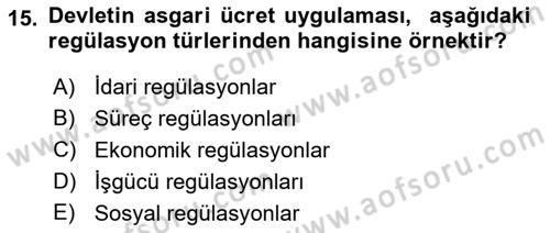 Kamu Ekonomisi 1 Dersi 2019 - 2020 Yılı (Vize) Ara Sınav Soruları 15. Soru