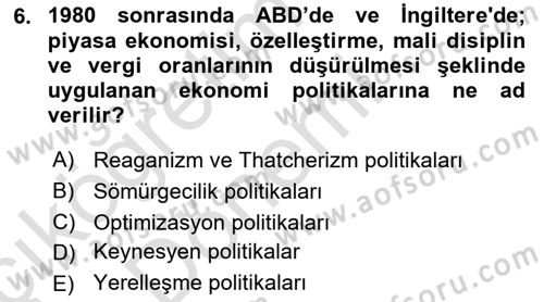 Kamu Ekonomisi 1 Dersi 2019 - 2020 Yılı (Vize) Ara Sınav Soruları 6. Soru
