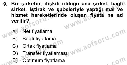 Kamu Ekonomisi 1 Dersi 2019 - 2020 Yılı (Vize) Ara Sınav Soruları 9. Soru