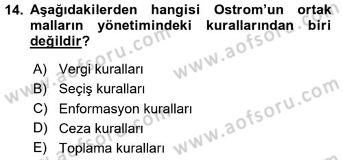 Kamu Ekonomisi 1 Dersi 2020 - 2021 Yılı Yaz Okulu Sınav Soruları 14. Soru