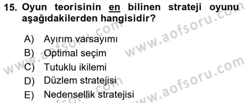 Kamu Ekonomisi 1 Dersi 2020 - 2021 Yılı Yaz Okulu Sınav Soruları 15. Soru