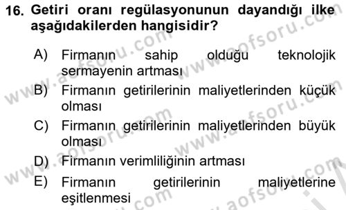 Kamu Ekonomisi 1 Dersi 2020 - 2021 Yılı Yaz Okulu Sınav Soruları 16. Soru