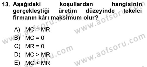 Kamu Ekonomisi 1 Dersi 2021 - 2022 Yılı (Vize) Ara Sınav Soruları 13. Soru