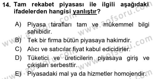 Kamu Ekonomisi 1 Dersi 2021 - 2022 Yılı (Vize) Ara Sınav Soruları 14. Soru