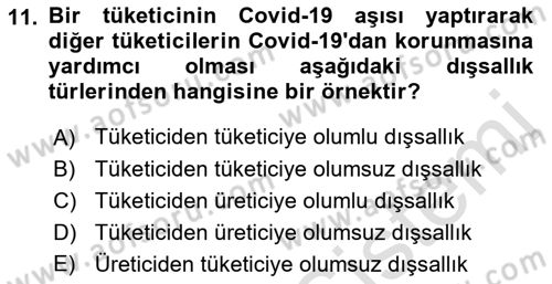 Kamu Ekonomisi 1 Dersi 2021 - 2022 Yılı (Final) Dönem Sonu Sınav Soruları 11. Soru
