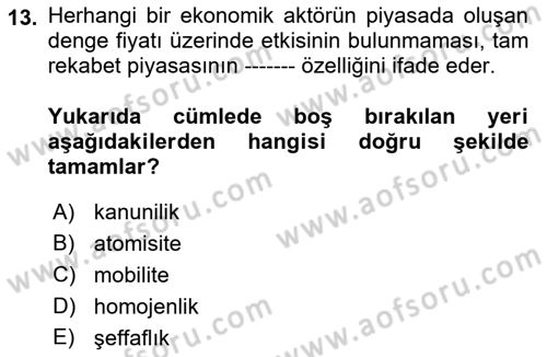 Kamu Ekonomisi 1 Dersi 2021 - 2022 Yılı (Final) Dönem Sonu Sınav Soruları 13. Soru