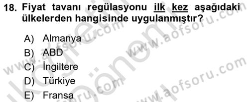 Kamu Ekonomisi 1 Dersi 2021 - 2022 Yılı (Final) Dönem Sonu Sınav Soruları 18. Soru