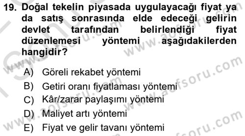 Kamu Ekonomisi 1 Dersi 2021 - 2022 Yılı (Final) Dönem Sonu Sınav Soruları 19. Soru