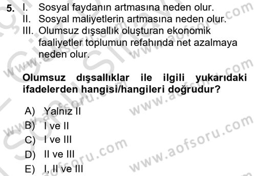 Kamu Ekonomisi 1 Dersi 2021 - 2022 Yılı (Final) Dönem Sonu Sınav Soruları 5. Soru