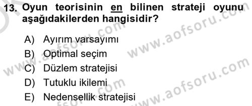 Kamu Ekonomisi 1 Dersi 2021 - 2022 Yılı Yaz Okulu Sınav Soruları 13. Soru