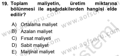 Kamu Ekonomisi 1 Dersi 2021 - 2022 Yılı Yaz Okulu Sınav Soruları 19. Soru