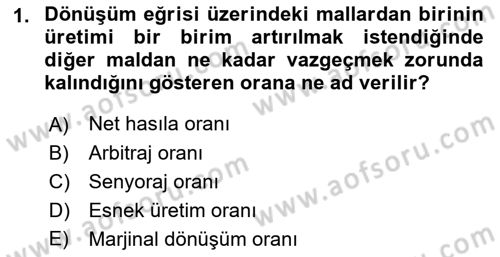 Kamu Ekonomisi 1 Dersi 2022 - 2023 Yılı (Vize) Ara Sınav Soruları 1. Soru