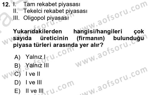 Kamu Ekonomisi 1 Dersi 2022 - 2023 Yılı (Vize) Ara Sınav Soruları 12. Soru