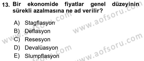 Kamu Ekonomisi 1 Dersi 2022 - 2023 Yılı (Vize) Ara Sınav Soruları 13. Soru