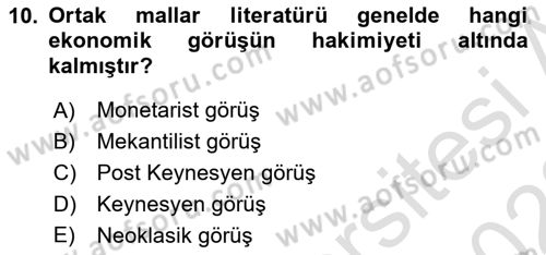 Kamu Ekonomisi 1 Dersi 2022 - 2023 Yılı (Final) Dönem Sonu Sınav Soruları 10. Soru