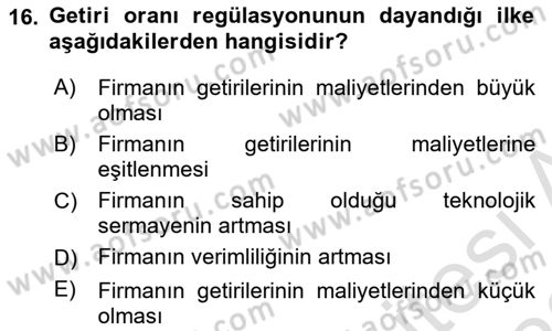 Kamu Ekonomisi 1 Dersi 2022 - 2023 Yılı (Final) Dönem Sonu Sınav Soruları 16. Soru