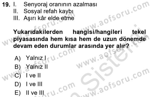 Kamu Ekonomisi 1 Dersi 2022 - 2023 Yılı (Final) Dönem Sonu Sınav Soruları 19. Soru