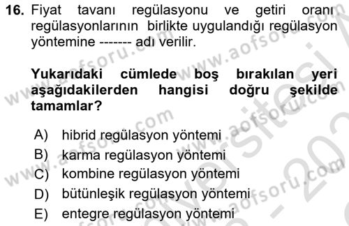 Kamu Ekonomisi 1 Dersi 2022 - 2023 Yılı Yaz Okulu Sınav Soruları 16. Soru