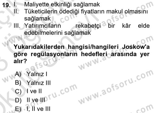 Kamu Ekonomisi 1 Dersi 2022 - 2023 Yılı Yaz Okulu Sınav Soruları 19. Soru