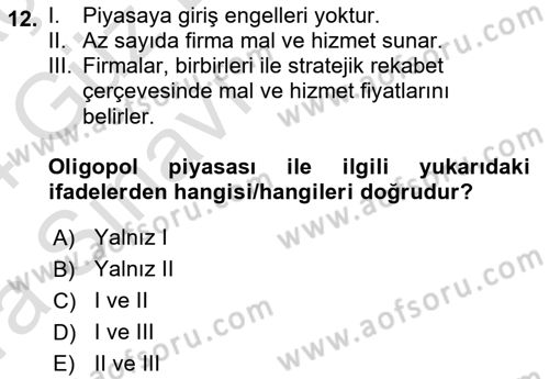 Kamu Ekonomisi 1 Dersi 2023 - 2024 Yılı (Vize) Ara Sınav Soruları 12. Soru