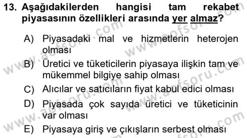 Kamu Ekonomisi 1 Dersi Ara Sınavı Deneme Sınav Soruları 13. Soru