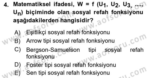Kamu Ekonomisi 1 Dersi 2023 - 2024 Yılı (Vize) Ara Sınav Soruları 4. Soru