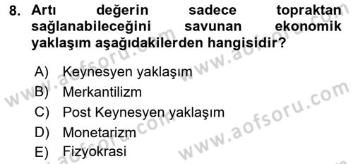 Kamu Ekonomisi 1 Dersi Ara Sınavı Deneme Sınav Soruları 8. Soru