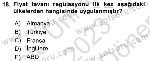 Kamu Ekonomisi 1 Dersi 2023 - 2024 Yılı (Final) Dönem Sonu Sınav Soruları 18. Soru