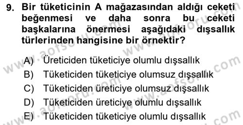Kamu Ekonomisi 1 Dersi 2023 - 2024 Yılı (Final) Dönem Sonu Sınav Soruları 9. Soru