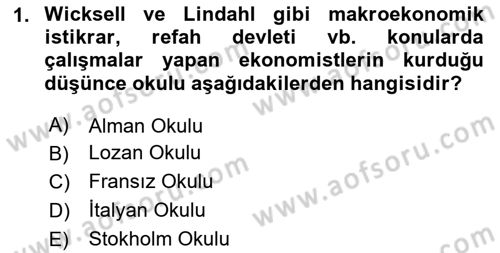 Kamu Ekonomisi 1 Dersi 2023 - 2024 Yılı Yaz Okulu Sınav Soruları 1. Soru
